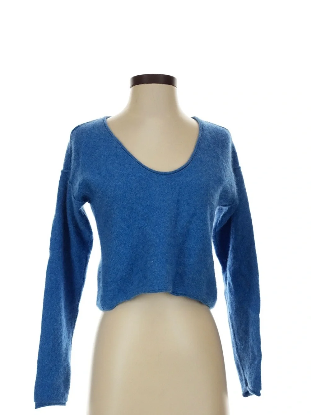 Free People Blue Cropped Scoop Neck Sweater